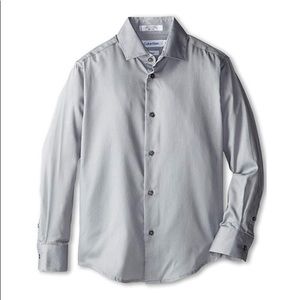 Calvin Klein Kids Light Grey Sateen Dress Shirt